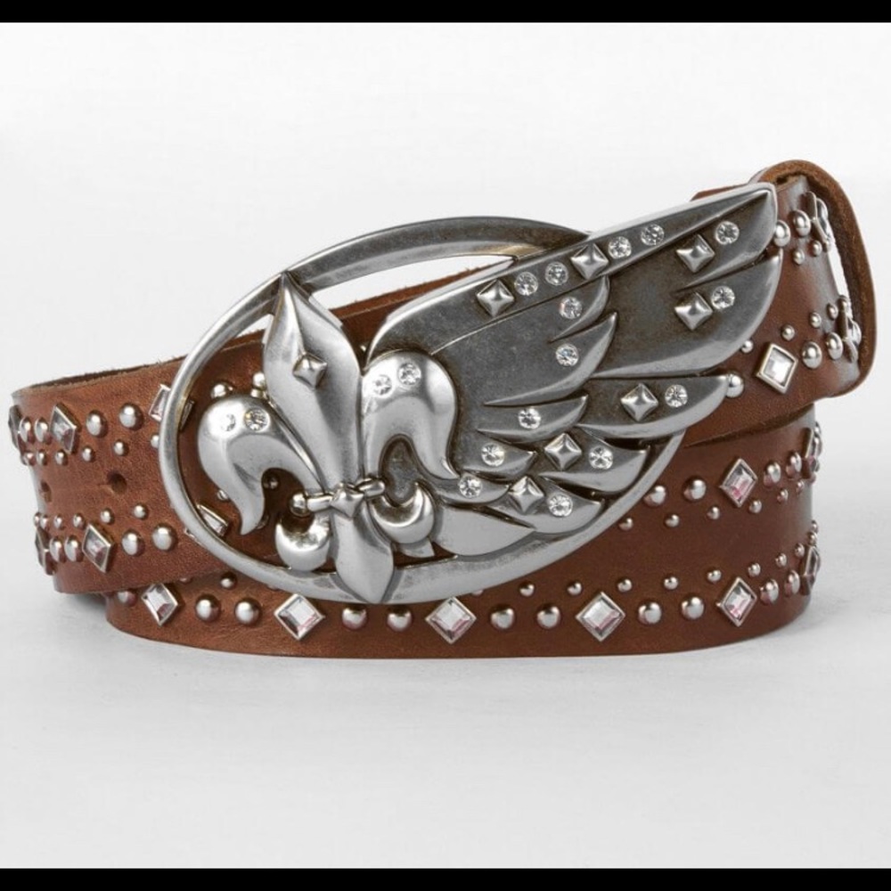 NWT Brown Miss Me Fleur Wing Belt Sz Small